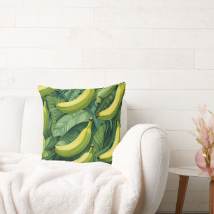 Cojín Decorativo Frutas de plátano y hojas ambiente tropical