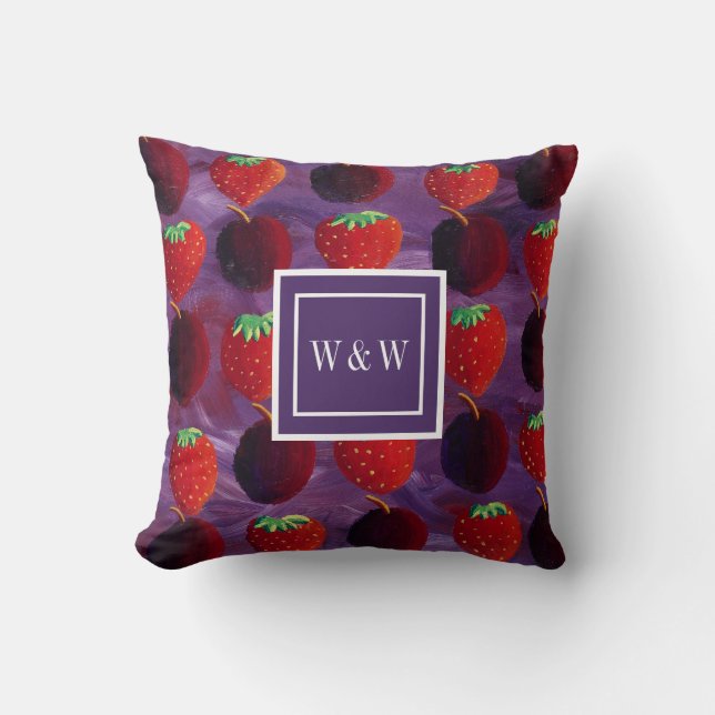 Cojín Decorativo Frutas de verano monograma modernas (Anverso)