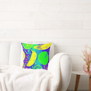 Cojín Decorativo Frutas expresivas Neon Color Pattern Art