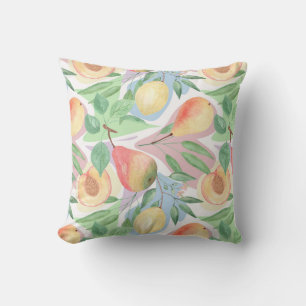 Cojín Decorativo Frutas, melocotones, peras, limones, acuarela