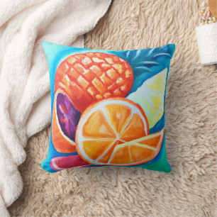 Cojín Decorativo Frutas tropicales de neón coloridas
