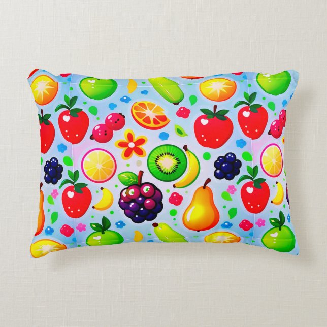 Cojín Decorativo Frutas Tropicales Vibrantes (Anverso)