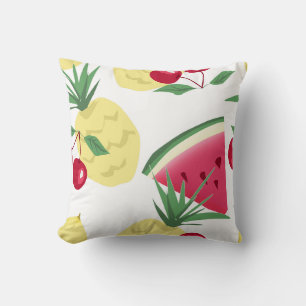 Cojín Decorativo Frutas y bayas claras en blanco.
