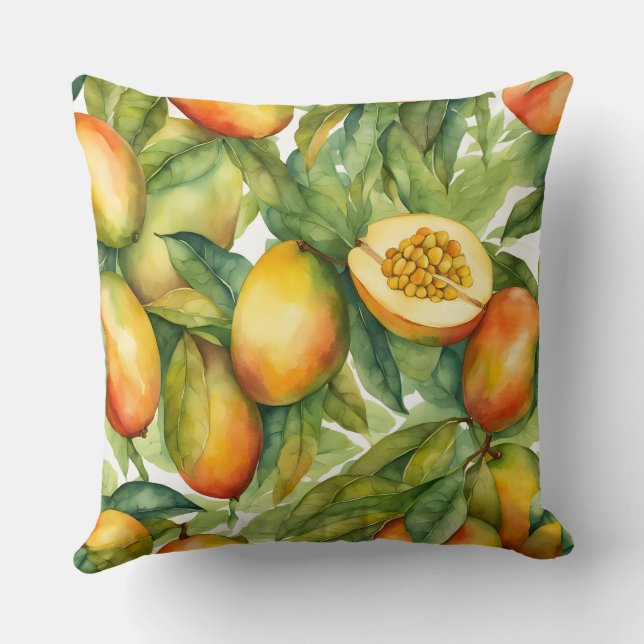 Cojín Decorativo Frutas y hojas de mango  (Reverso )