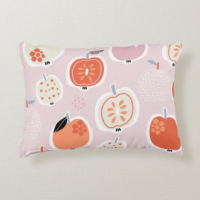 Cojín Decorativo Fruto de manzana, abstracto, patrón de verano (Anverso)