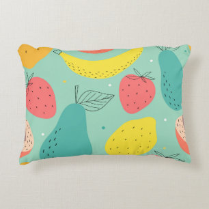 Cojín Decorativo Frutos dibujados a mano, decoración sin costuras.