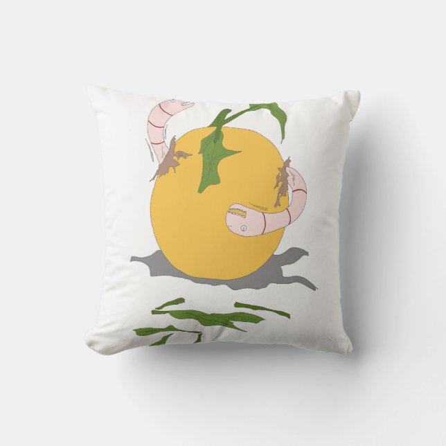 Cojín Decorativo Frutos podridos con gusanos (Anverso)
