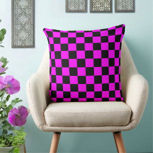 Cojín Decorativo Fuchsia 80s Black Checkered