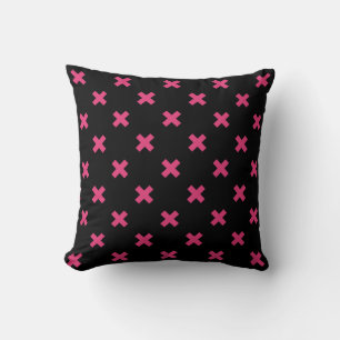 Cojín Decorativo Fuchsia cruza puntos en negro