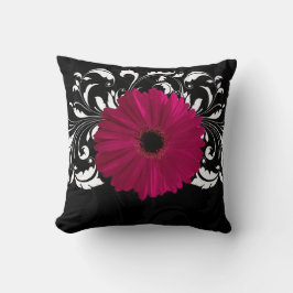 Cojín Decorativo Fuchsia, Gerbera negra y blanca