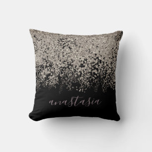 Cojín Decorativo Fúcsia Lila Brillante Glittery Script