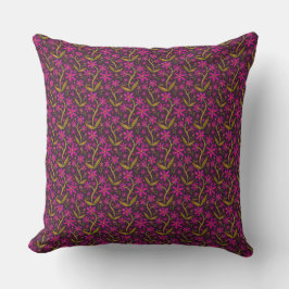 Cojín Decorativo Fucsia | Margaritas danzantes de acuarela