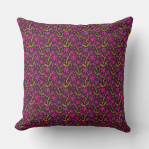Cojín Decorativo Fucsia   Margaritas danzantes de acuarela