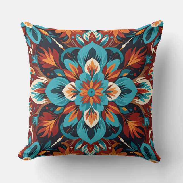 Cojín Decorativo Fuego y flores (Anverso)