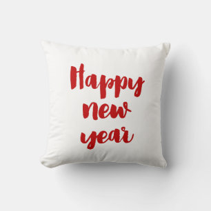 Cojín Decorativo Fuente roja de Año Nuevo feliz