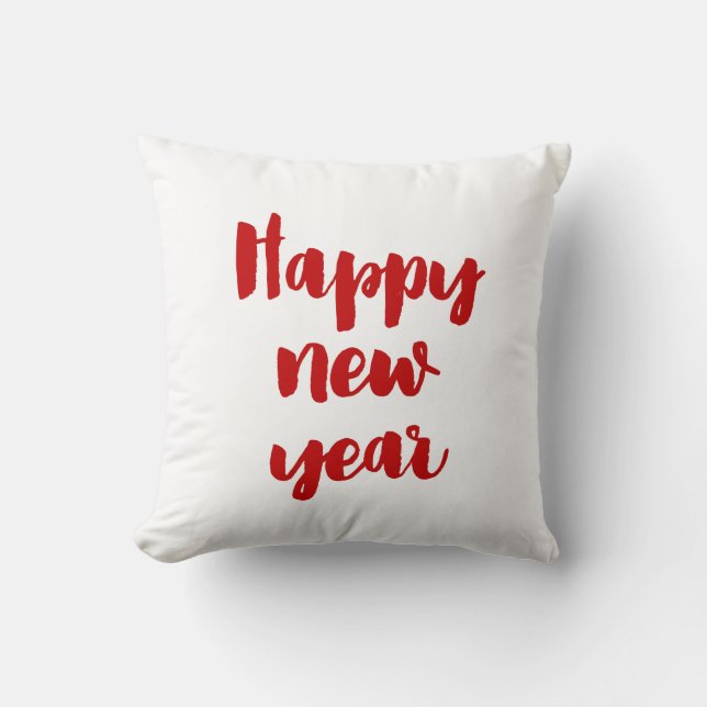 Cojín Decorativo Fuente roja de Año Nuevo feliz (Anverso)