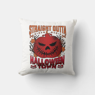 Cojín Decorativo Fuera de Halloween Town Fantasmas de Calabaza Rojo