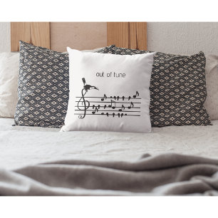 Cojín Decorativo Fuera de tono, Tucán y personal musical de pájaros