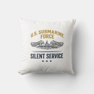 Cojín Decorativo Fuerza de Submarinos Vintage Servicio Silencioso V