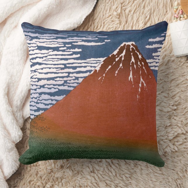 Cojín Decorativo Fuji Rojo, El Volcán Aka Fujiyama Katsushika Hokus (Manta)
