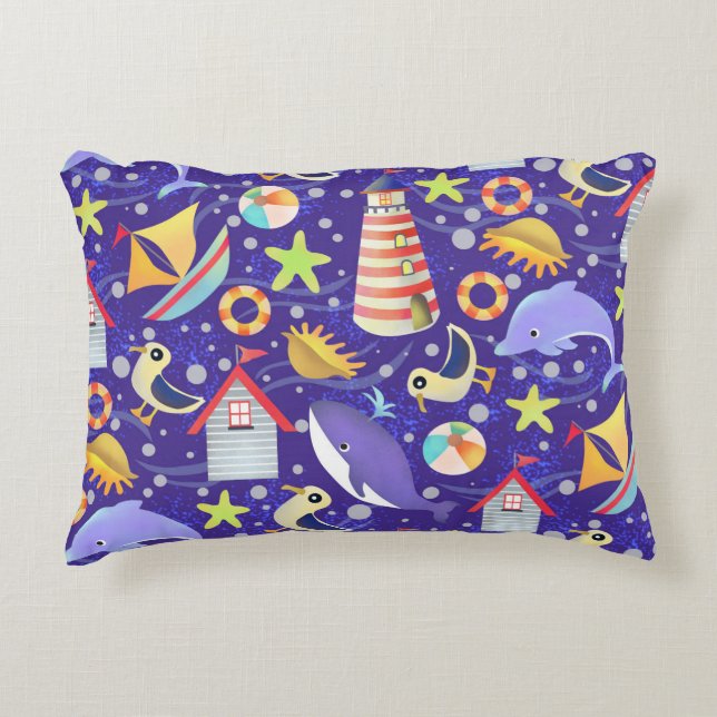 Cojín Decorativo Fun Beach Navy Accent Pillow (Anverso)