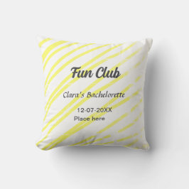 Cojín Decorativo Fun Club bachelorette party yellow lines backgroun