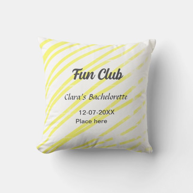 Cojín Decorativo Fun Club bachelorette party yellow lines backgroun (Anverso)