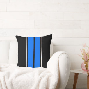 Cojín Decorativo Fun Double Vivid Blue Black Carreras Stripes