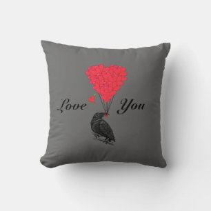 Cojín Decorativo Fun gothics crow valentines love heart