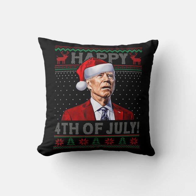 Cojín Decorativo Fun Joe Biden Felices Navidades De Julio (Anverso)