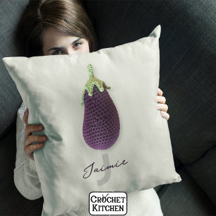 Cojín Decorativo Fun Purple Modern Crochet Mínimo Cochet Eggplant N