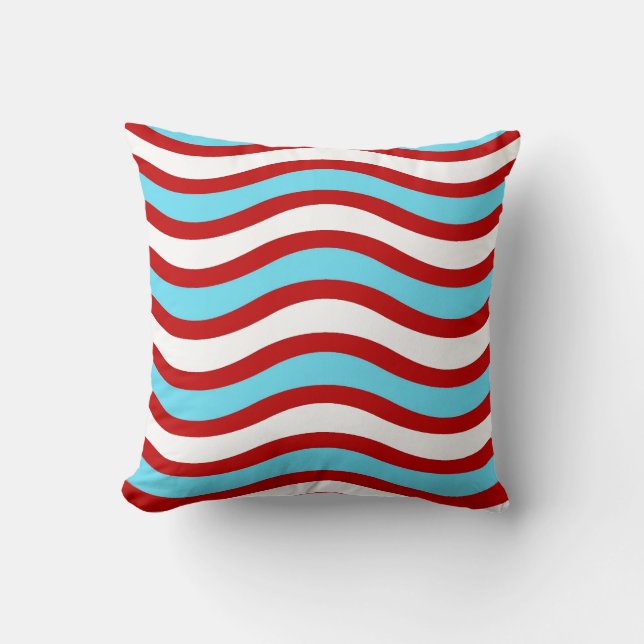 Cojín Decorativo Fun Red Verde azulado Turquesa Líneas Onduladas Bl (Anverso)