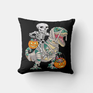 Cojín Decorativo Fun Skeleton Riding Mummy Dinosaur T rex Halloween
