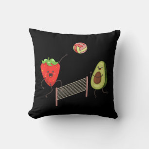 Cojín Decorativo Fun Strawberry Aguacate Jugando Voleibol Regalo Te