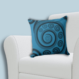 Cojín Decorativo Fun Summer-Blue Fern Frond Swirls Pattern