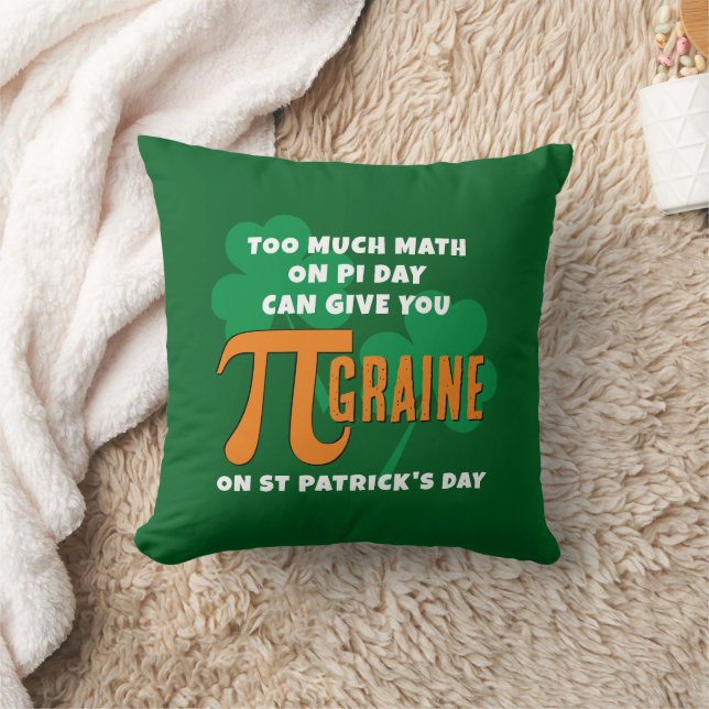 Cojín Decorativo Fun Too Much Math Pi Day St Patricks Day (Manta)