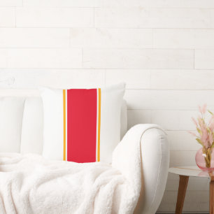 Cojín Decorativo Fun Wide Bright Red Yellow Carreras Strips On Whit