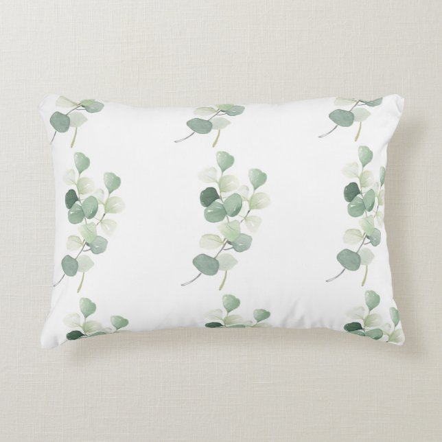 Cojín Decorativo Funda de edredón de hojas de eucalipto verde paste (Anverso)
