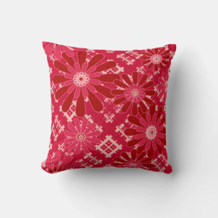 Cojín Decorativo Funda floral , floral , plaid , rojo , rojo , rúst