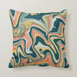 Cojín Decorativo Funky Bold Colorido Artsy Marble Swirl Ebru