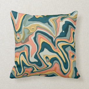 Cojín Decorativo Funky Bold Colorido Artsy Marble Swirl Ebru