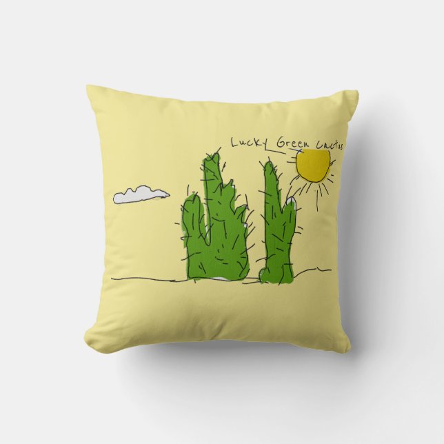 Cojín decorativo funky del doodle del cactus verde (Anverso)