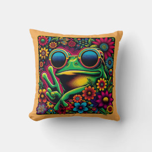 Cojín Decorativo Funky Guay Frog Peace Sign