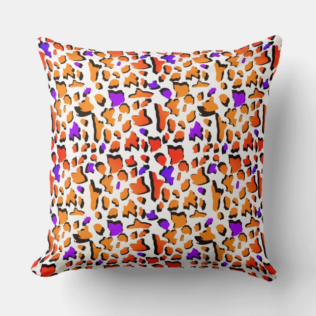 Cojín Decorativo Funky Naranja Purple Leopard Print Modern (Anverso)