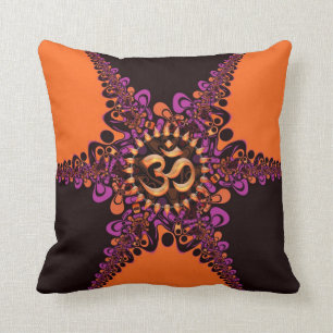 Cojín Decorativo Funky Naranja rosa de chocolate oscuro OM Rótulo C