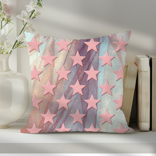 Cojín Decorativo Funky Retro Resumen Las Estrellas Rosa En Chiffon (Subido por el creador)