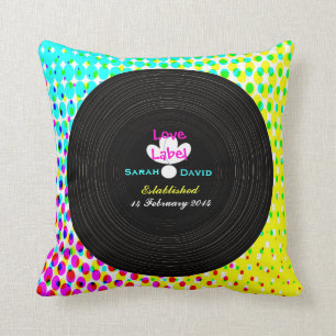 Cojín Decorativo Funky Retro Vinyl Record Tema Regalo Boda