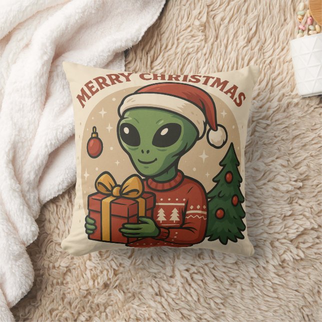 Cojín Decorativo Funny Alien Merry Christmas (Manta)