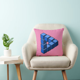 Cojín Decorativo Funny Blue Black Imposible Triangle Blocks