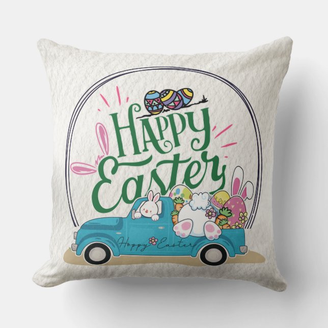Cojín Decorativo Funny Bunny Happy Easter Day (Anverso)